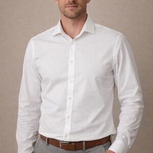 Michael Kors Men's 16.5 34/35 White Slim Fit 100% Cotton Long Sleeve Dress Shirt